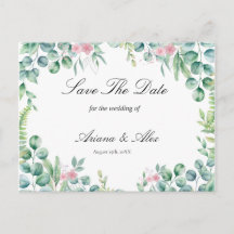 Mariage au eucalyptus floral Enregistrez la date