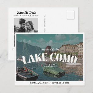 Carte Postale Mariage au Lac de Côme Enregistrer la Date Rétro D