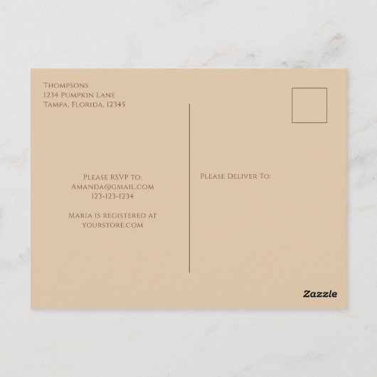 Carte Postale Mariage automnal élégant avec feuillage verdoyant (Dos)