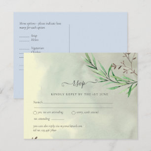 Carte Postale Mariage aux feuilles d'olive Poussière bleue citro