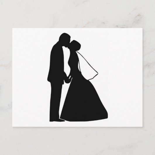 Carte Postale Mariage baiser mariée et mariée silhouette (Devant)