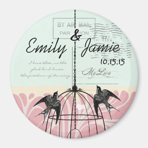 Carte postale Mariage Bird Cage Magnets Arrière -
