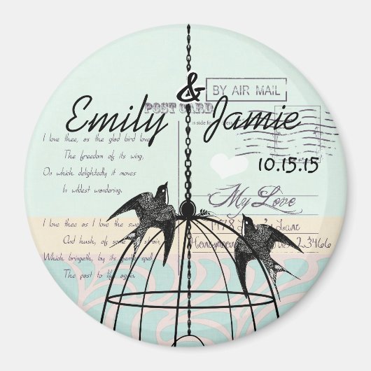 Carte postale Mariage Bird Cage Magnets Arrière -  (Devant)