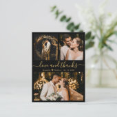 Carte Postale Mariage Black and Gold Love et Merci Merci (Debout devant)