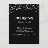 Carte postale Mariage Black Sparkle Lights Date d' (Devant)
