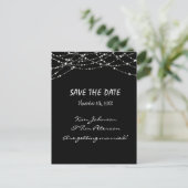 Carte postale Mariage Black Sparkle Lights Date d' (Debout devant)