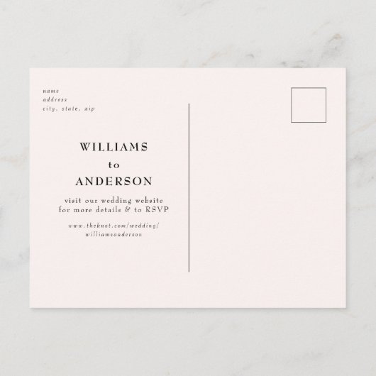 Carte Postale Mariage blanc intemporel Enregistrer la date (Dos)