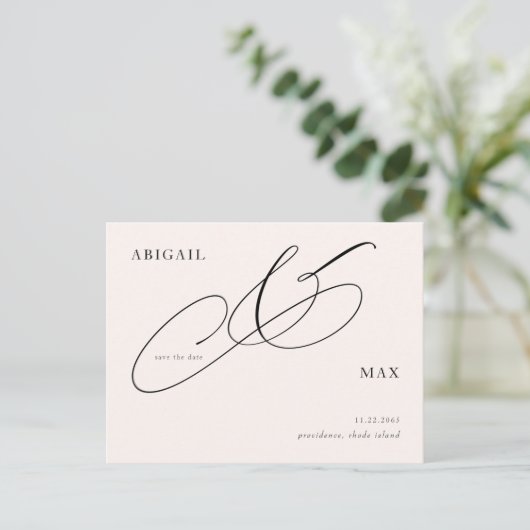 Carte Postale Mariage blanc intemporel Enregistrer la date (Debout devant)