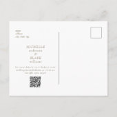 Carte Postale Mariage blanc moderne simple et élégant Enregistre (Dos)