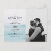 Carte Postale Mariage bleu aquarelle. Enregistrer la date nautiq (Devant)