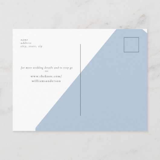 Carte Postale Mariage bleu ciel simple et moderne Enregistrer la (Dos)