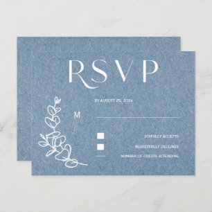 Carte Postale Mariage bleu Dusty RSVP