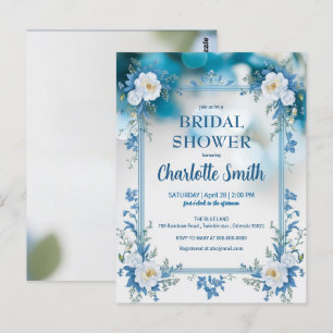 Carte Postale mariage bleu et blanc de style Chinoiserie antique