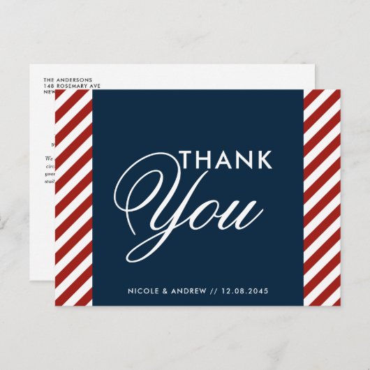 Carte postale Mariage bleu et rouge (Devant / Derrière)