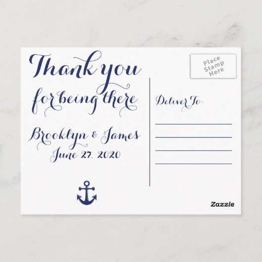 Carte postale Mariage bleu marine (Dos)