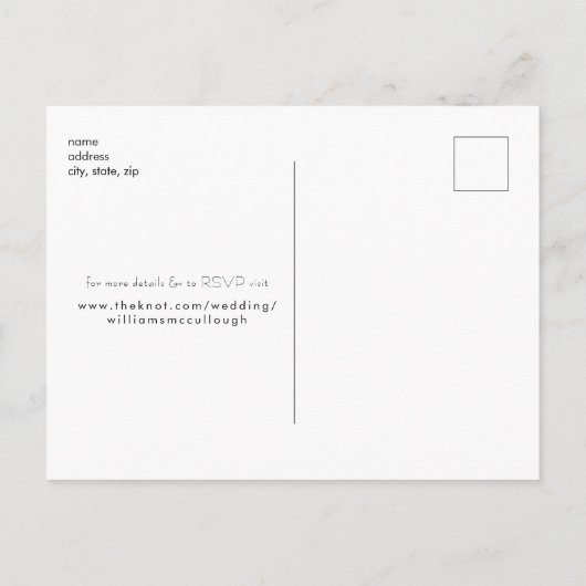 Carte Postale Mariage Bliss B/W Photo Enregistrer la date (Dos)