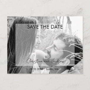 Carte Postale Mariage Bliss B/W Photo Enregistrer la date