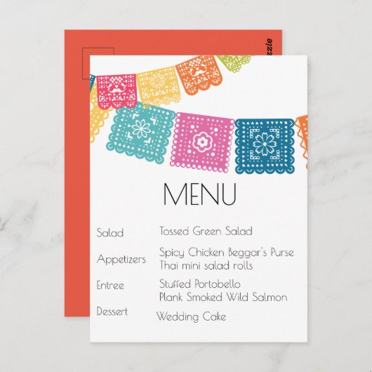 Carte Postale Mariage - Boda - Mariage Papel Picado RSVP (Devant / Derrière)