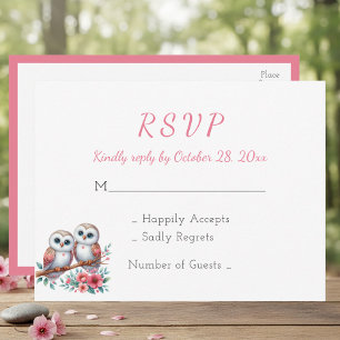 Carte Postale Mariage bohème champêtre avec chouette RSVP