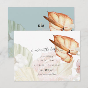 Carte Postale Mariage Bohème Chic avec Herbe de Pampas Tropicale