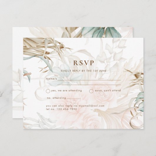 Carte Postale Mariage Bohème Herbe de Pampas Fleur de Sauge de C (Devant / Derrière)