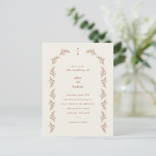 Carte Postale Mariage Bohème Minimaliste Arche Terre Cuite