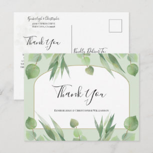 Carte Postale Mariage Bohème Vert Poussiéreux Géométrique Arche