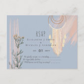Carte Postale Mariage BOHO Dusty Blue Pêche Attrape-Rêves RSVP (Devant)
