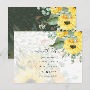 Carte Postale Mariage Boho Eucalyptus de tournesol