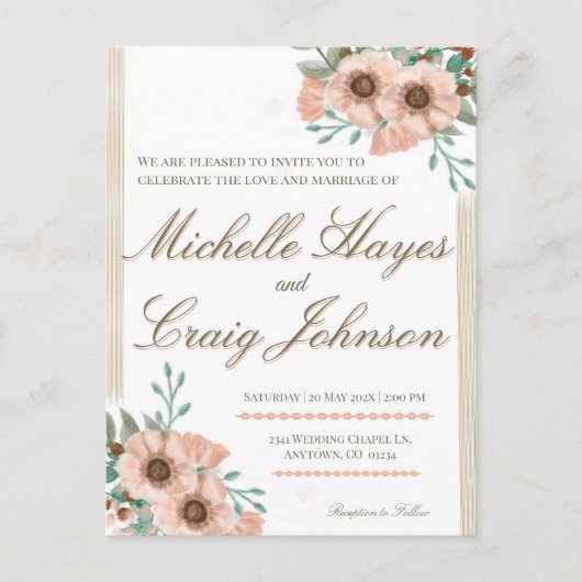Carte Postale MARIAGE BOHO Peach (Devant)