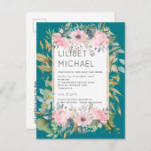 Carte Postale Mariage Boho rose pâle (Devant / Derrière)