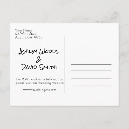 Carte postale Mariage Boho Script simple (Dos)