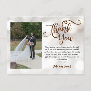 Carte Postale Mariage Bokeh Merci note