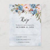 Carte Postale Mariage botanique bleu pâleur bleu Dusty RSVP (Devant)