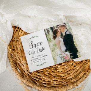 Carte Postale mariage botanique élégant enregistrer la date