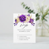 Carte Postale Mariage botanique royal violet violet or RSVP (Debout devant)