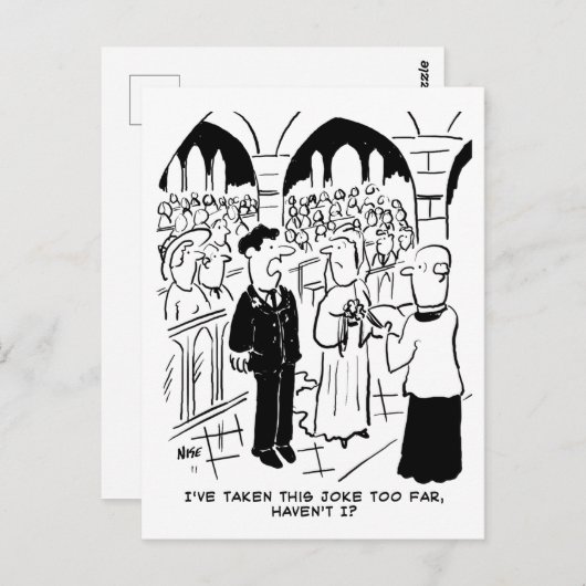 Carte Postale Mariage - Bridegroom Practical Joke Cartoon (Devant / Derrière)