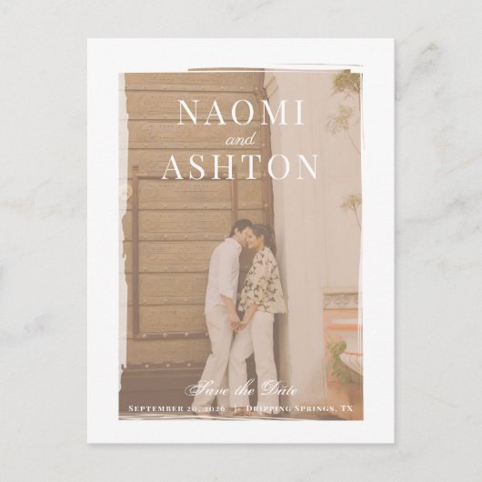 Carte Postale Mariage Brossé Revêtement Enregistrer La Date (Devant)