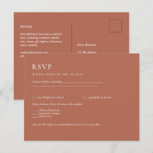 Carte Postale MARIAGE BUDGET Terracotta Monochrome RSVP