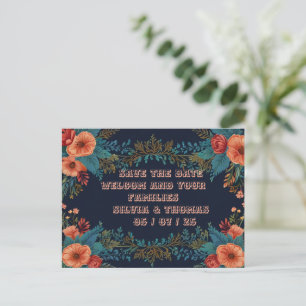 Carte postale Mariage Cadre Floral Orange Fleurs