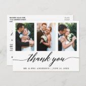 Carte Postale Mariage Calligraphie 3 Merci photo (Devant / Derrière)