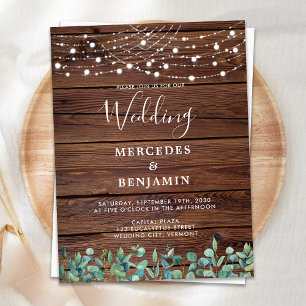 Carte Postale Mariage campagnard Eucalyptus à cordes rustiques