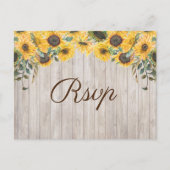 Carte postale Mariage campagnard tournesol en bois (Devant)
