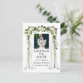 Carte Postale Mariage Canopée Vert Blanc Floral Changement La Da (Debout devant)