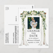 Carte Postale Mariage Canopée Vert Blanc Floral Changement La Da (Devant / Derrière)