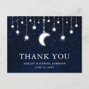 Carte Postale Mariage Céleste Ciel Lune Étoiles Lumières Merci