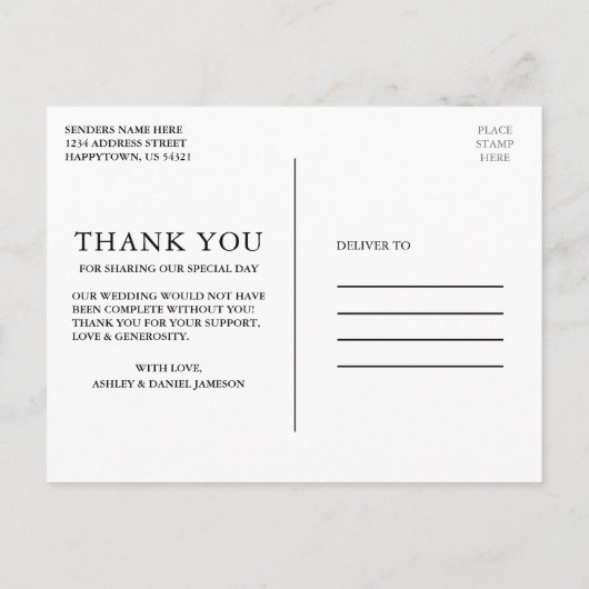 Carte Postale Mariage Céleste Ciel Lune Étoiles Lumières Merci (Dos)