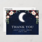 Carte Postale Mariage Céleste Ciel Lune Étoiles Merci (Devant / Derrière)