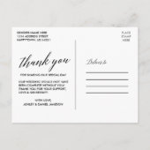 Carte Postale Mariage céleste Merci de calligraphie florale (Dos)