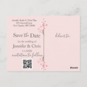 Carte Postale Mariage cerise en fleurs Enregistrer la date (Dos)